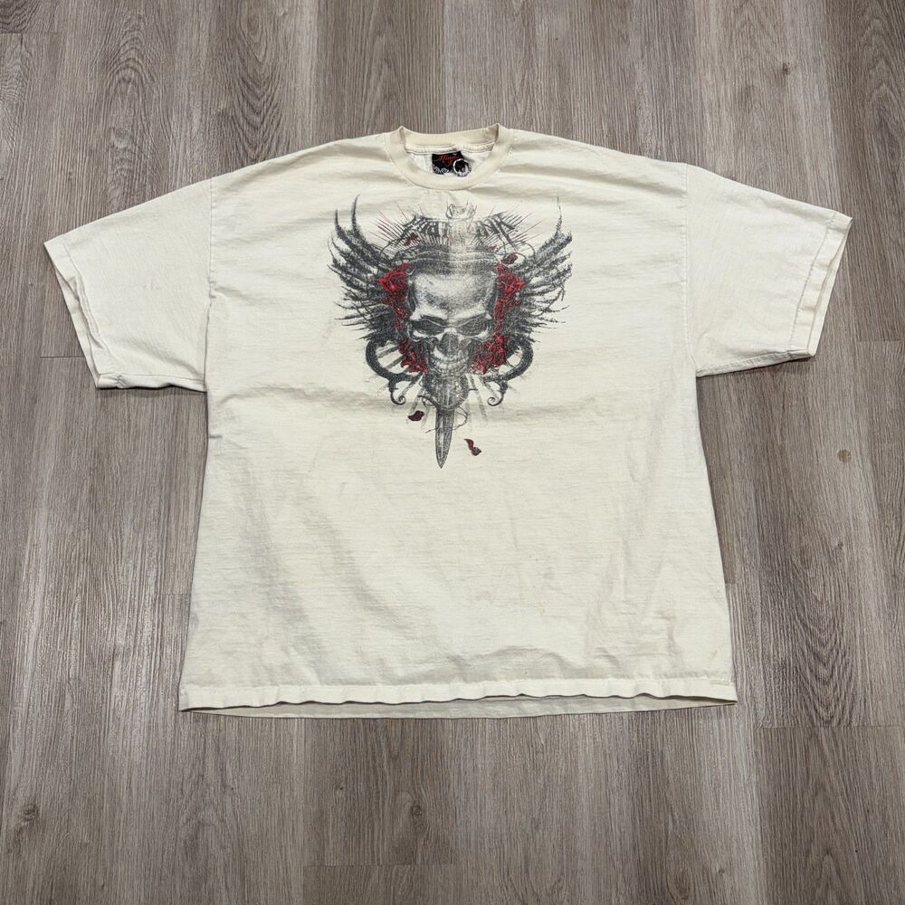 Vintage 90s 00s Y2K Style Miami Ink T-Shirt Men's Size XXL White Cream